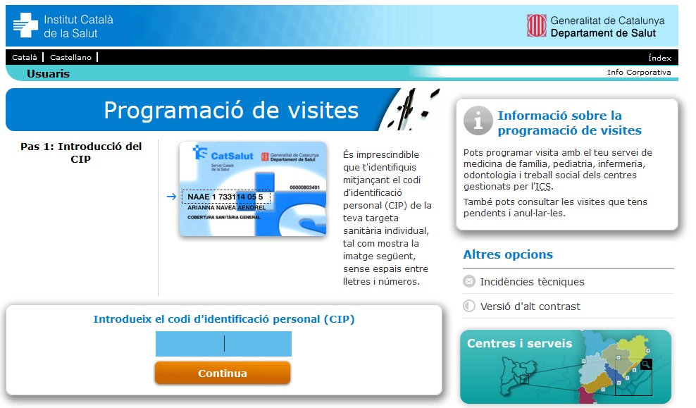 Clica per accedir al web de programació de visites